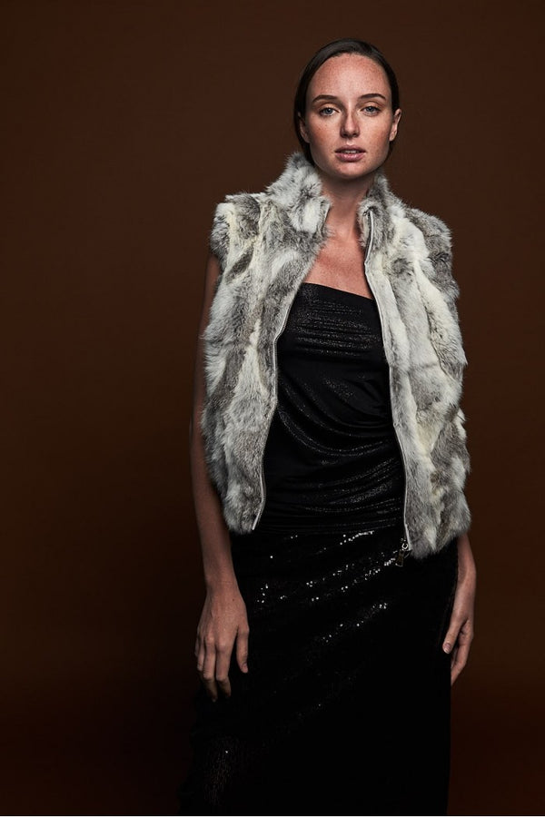 CHALECO PIEL TONOS GRISES